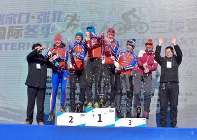 Victoire du premier Winter Triathlon de Chine et d’Asie.